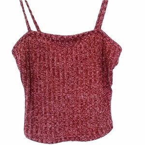 Shein Spaghetti Striped Crop Top Red Juniors XS